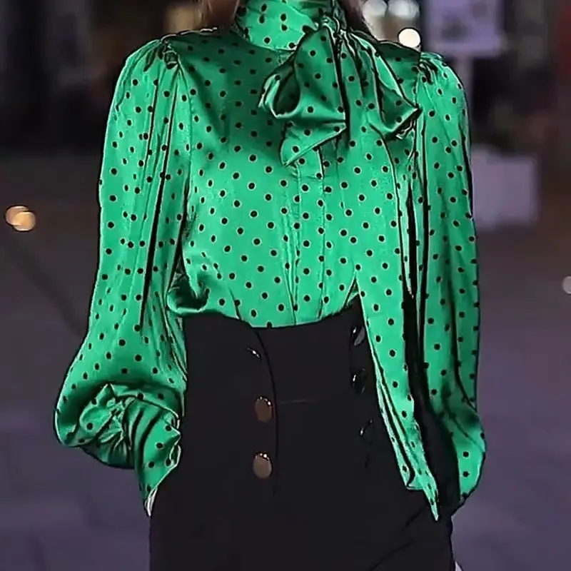 Fashion Scarf Collar Lace Up Bow Polka Dot Blouses Women Clothing 2026 Autumn Winter New Office Lady Tops Lantern Sleeve Shirts
Fashion Scarf Collar Lace Up Bow Polka Dot Blouses Women Clothing 2026 Autumn Winter New Office Lady Tops Lantern Sleeve Shirts