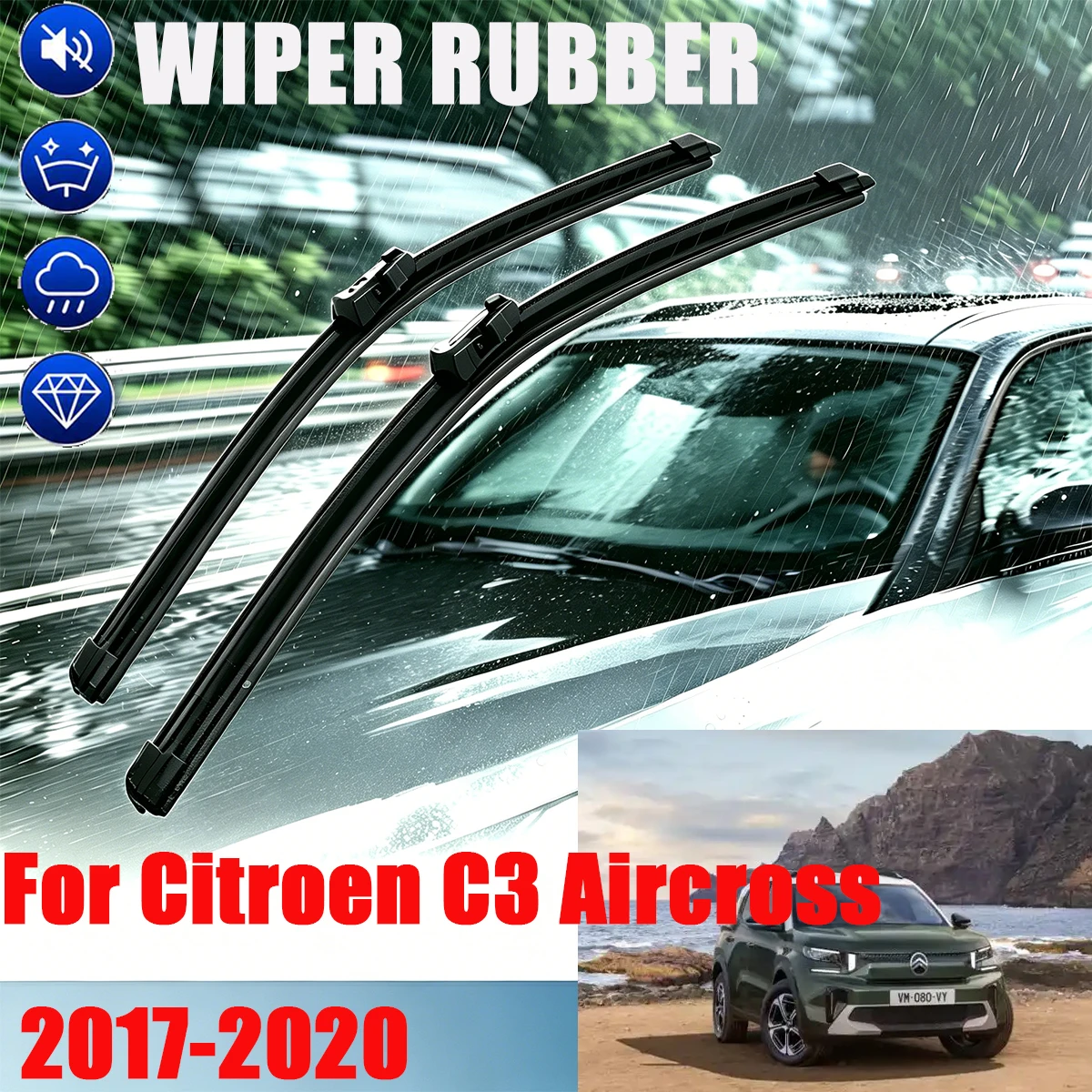For Citroen C3 Aircross 2017-2020 Front Rear Wiper Blades 26" 16" 8" Brushes Cutter Accessories 2017 2018 2019 2020
For Citroen C3 Aircross 2017-2020 Front Rear Wiper Blades 26" 16" 8" Brushes Cutter Accessories 2017 2018 2019 2020
