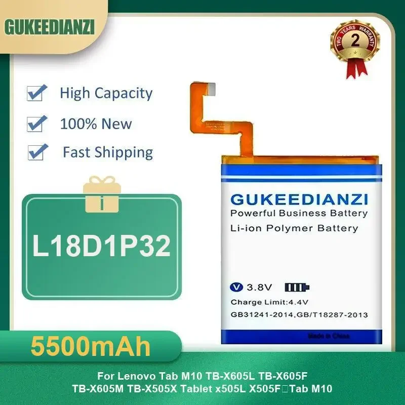 5500mAh L18D1P32 Tablet Battery For Lenovo Tab M10 TB-X605L TB-X605F TB-X605M TB-X505X Tablet x505L X505F,Tab M10 High Capacity
5500mAh L18D1P32 Tablet Battery For Lenovo Tab M10 TB-X605L TB-X605F TB-X605M TB-X505X Tablet x505L X505F,Tab M10 High Capacity