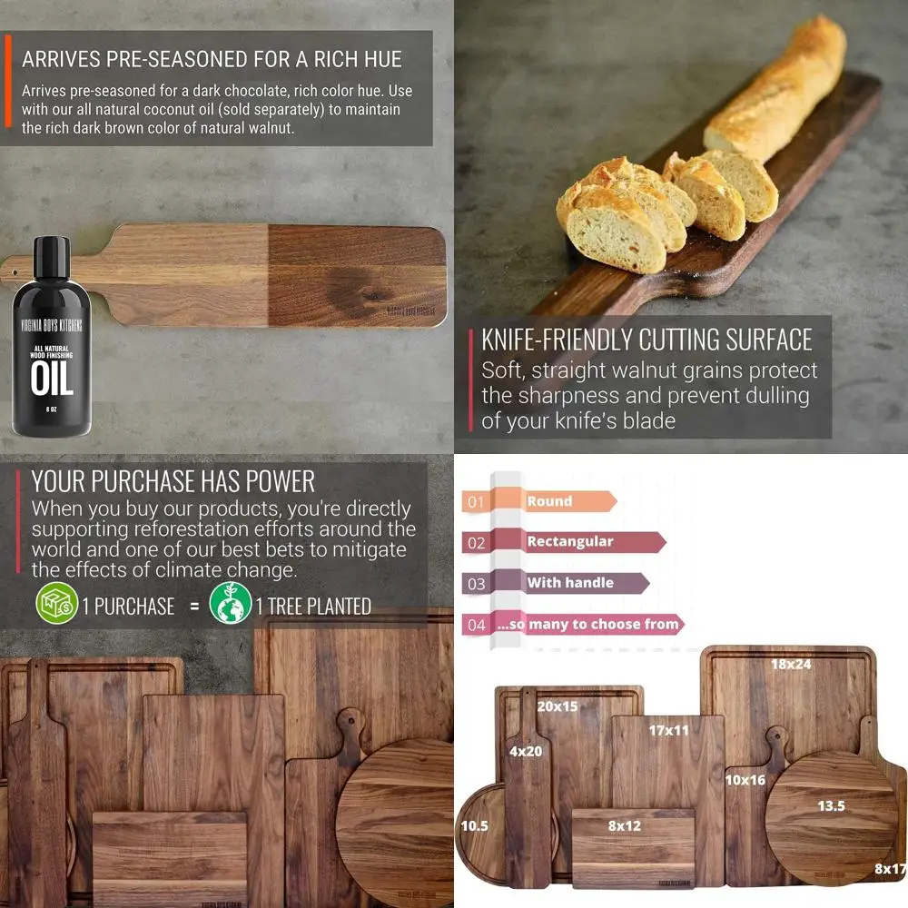 Sustainable Hardwood Walnut Cutting Board, USA Made, 4x20 with Handle, Eco-Friendly Kitchen Tool
Sustainable Hardwood Walnut Cutting Board, USA Made, 4x20 with Handle, Eco-Friendly Kitchen Tool