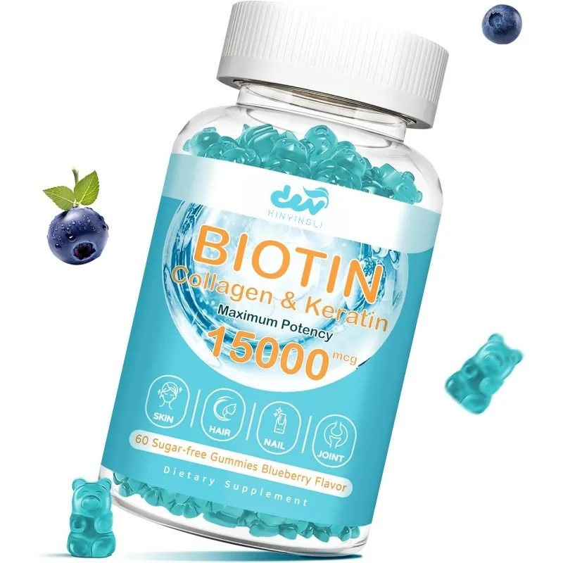 Biotin gummies contain collagen, hair, skin, and nail vitamins, as well as keratin, hyaluronic acid, and vitamin C
Biotin gummies contain collagen, hair, skin, and nail vitamins, as well as keratin, hyaluronic acid, and vitamin C