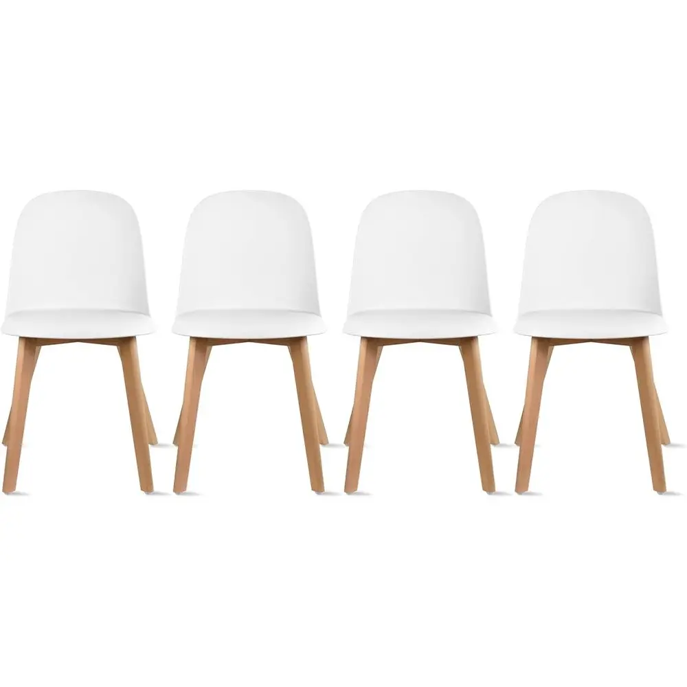 4 Modern Dining Chairs | White Plastic Seat Shells with Wooden Legs | Suitable for Indoor and Outdoor | Home Kitchen or Patio Us
4 Modern Dining Chairs | White Plastic Seat Shells with Wooden Legs | Suitable for Indoor and Outdoor | Home Kitchen or Patio Us