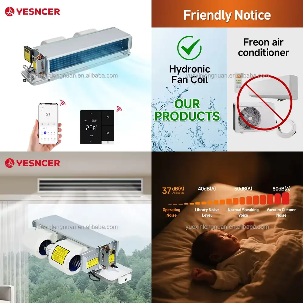 Yesncer FP-34 Horizontal Concealed Hydronic Ducted Fancoil Chilled Water Ceiling Fcu Fan Coil Unit for Heating and Cooling
Yesncer FP-34 Horizontal Concealed Hydronic Ducted Fancoil Chilled Water Ceiling Fcu Fan Coil Unit for Heating and Cooling