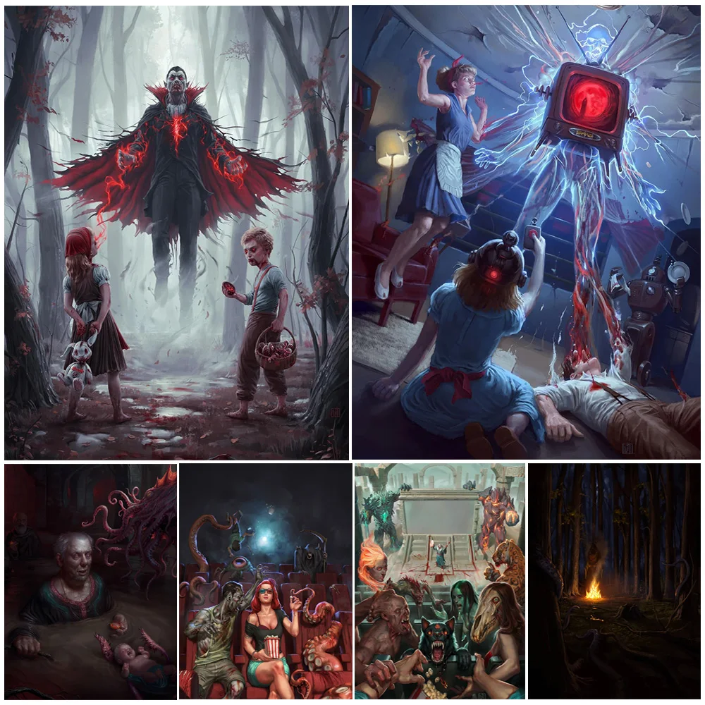 Monster Cinema Horror Wall Art Canvas Painting Creepy Demon And Vampire Gothic Art Poster Print For Living Room Decor Unframed
Monster Cinema Horror Wall Art Canvas Painting Creepy Demon And Vampire Gothic Art Poster Print For Living Room Decor Unframed