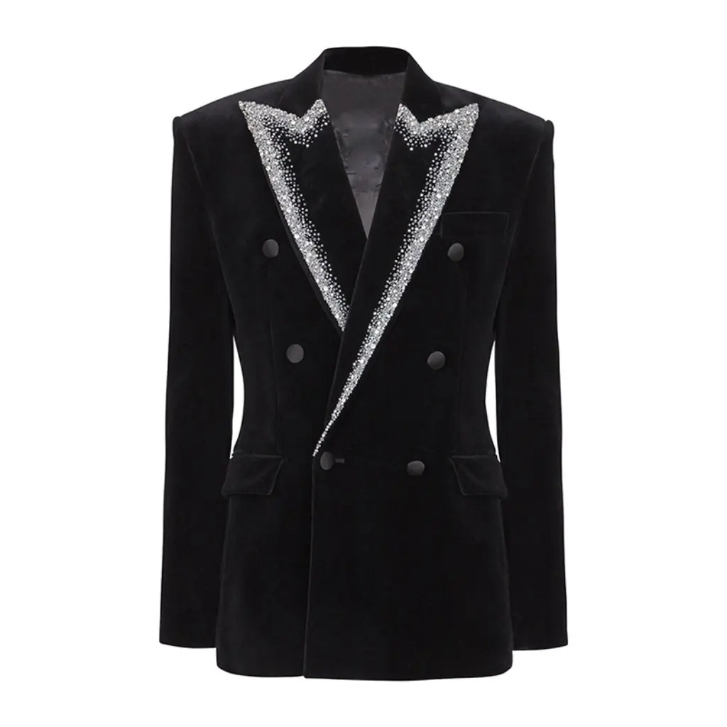 Fall/Winter Velvet Suit Jacket for Women Double-breasted Star Fashion Heavy Industry Beaded European American Style
Fall/Winter Velvet Suit Jacket for Women Double-breasted Star Fashion Heavy Industry Beaded European American Style