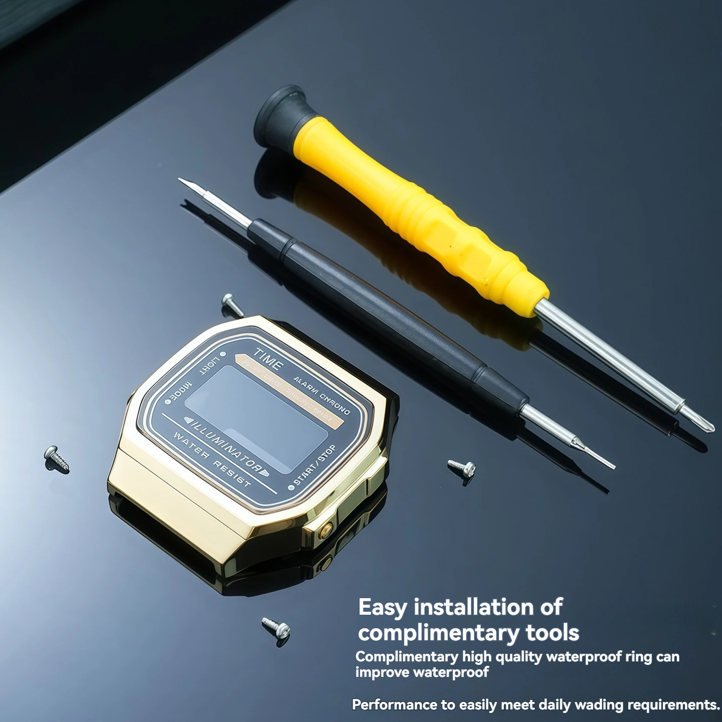 A168 Metal Case Mod Kit for Casio 3298 Watch - Stainless Steel Bezel & Strap Replacement, Glass Lens, DIY Tool Parts (Silver)
A168 Metal Case Mod Kit for Casio 3298 Watch - Stainless Steel Bezel & Strap Replacement, Glass Lens, DIY Tool Parts (Silver)