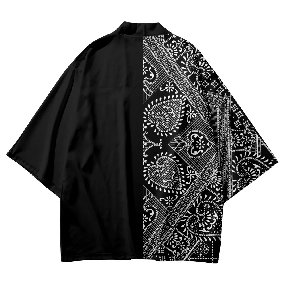Fashion Japanese Cashew Flowers Print Black Shirts Traditional Kimono Men Women Yukata Cardigan Cosplay Haori Clothing
Fashion Japanese Cashew Flowers Print Black Shirts Traditional Kimono Men Women Yukata Cardigan Cosplay Haori Clothing