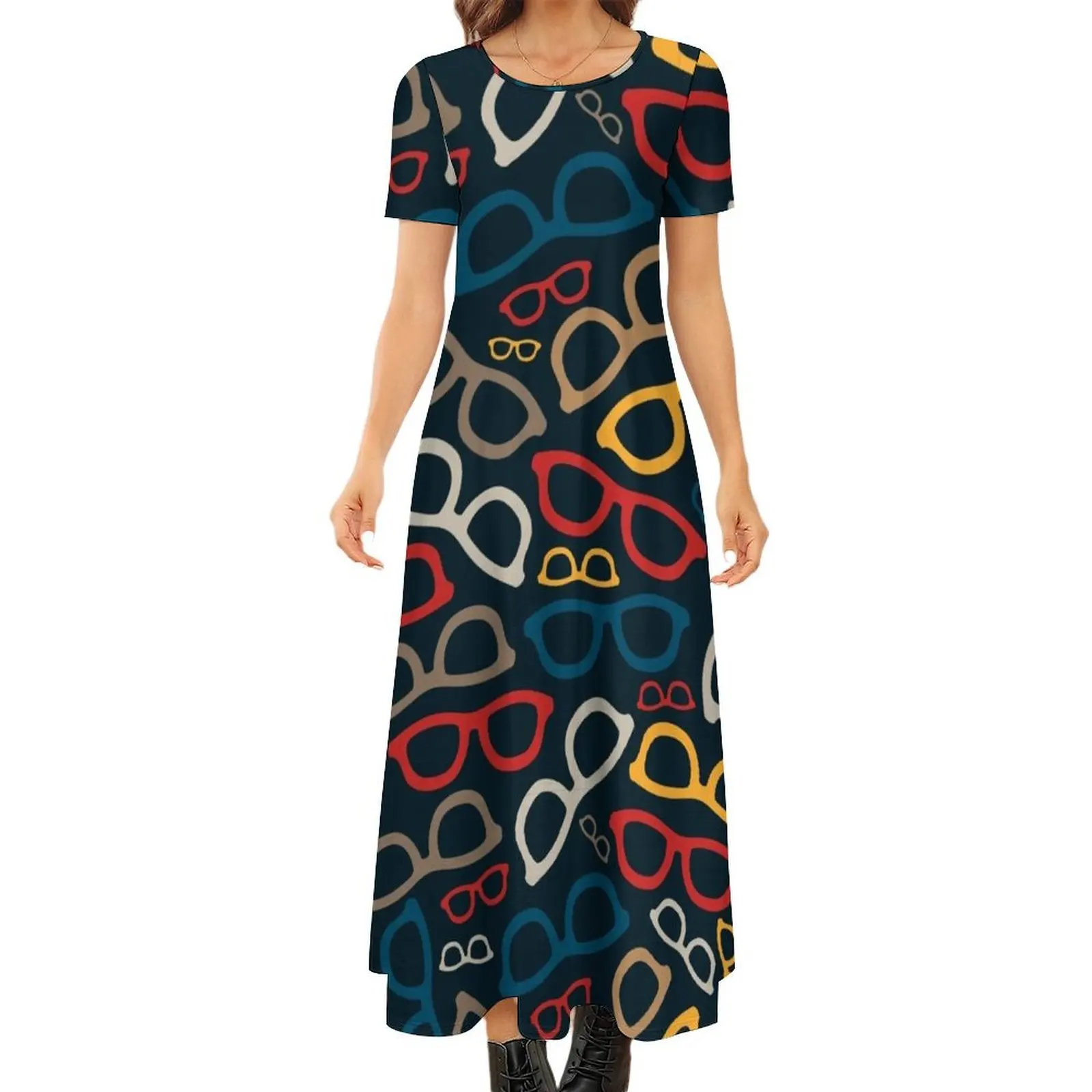Colorful Smart Glasses Pattern Round Neck Short Sleeve Dress dresses for women women"s summer clothing 2024
Colorful Smart Glasses Pattern Round Neck Short Sleeve Dress dresses for women women"s summer clothing 2024