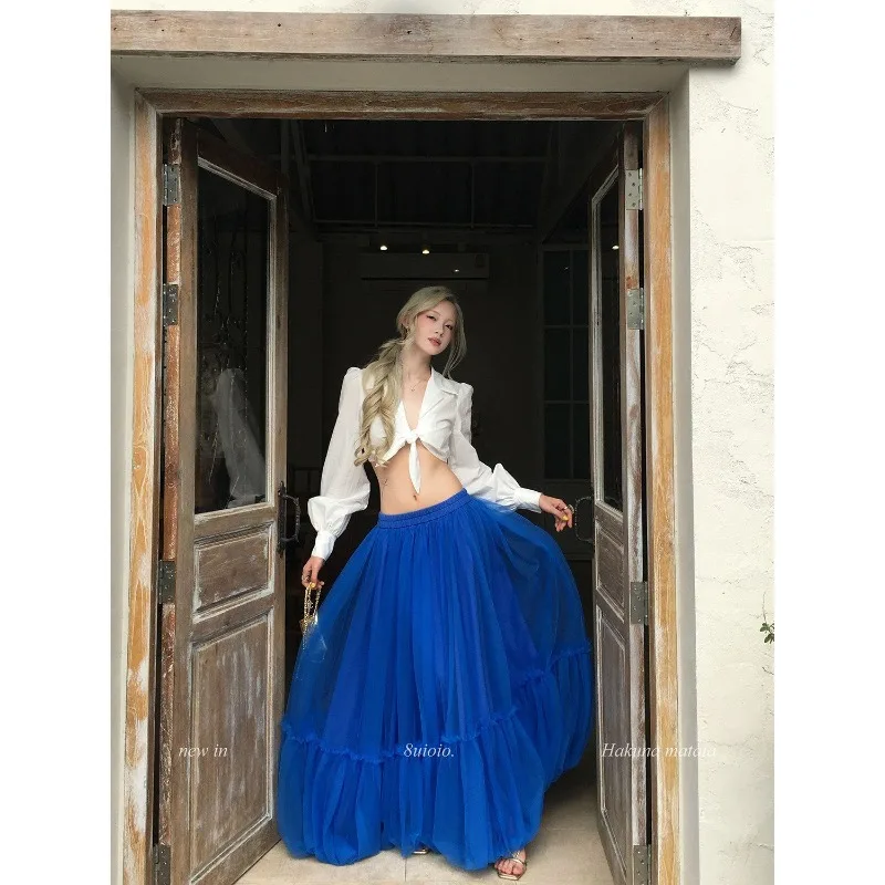 2026 Women New French Klein Blue Mesh Skirt Fluffy Long Dress Klein Blue Summer Skirt Dopamine Wear
2026 Women New French Klein Blue Mesh Skirt Fluffy Long Dress Klein Blue Summer Skirt Dopamine Wear
