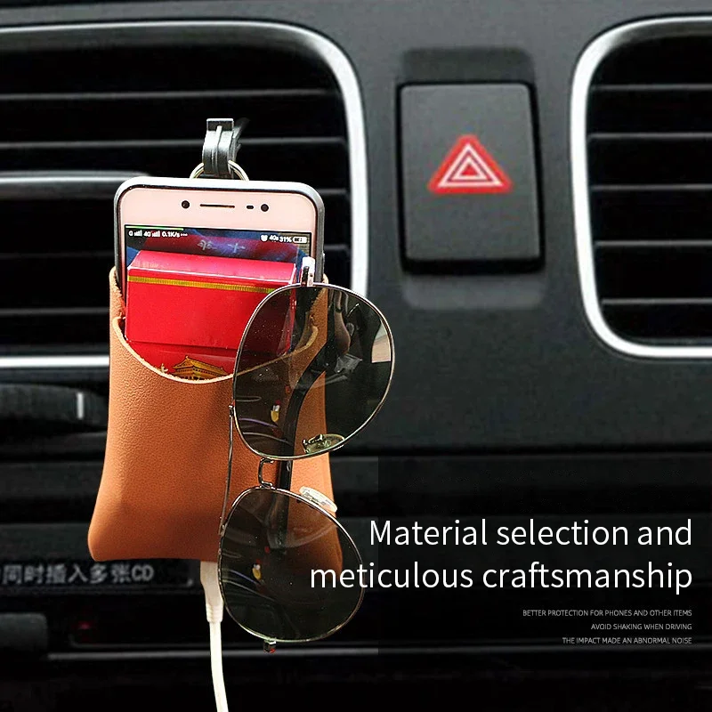 Car Storage Bag with Hook Minimalistic Stable Anti-fall Interior Organizer Faux Leather Car Cell Phone Air Outlet Bag for Driver
Car Storage Bag with Hook Minimalistic Stable Anti-fall Interior Organizer Faux Leather Car Cell Phone Air Outlet Bag for Driver