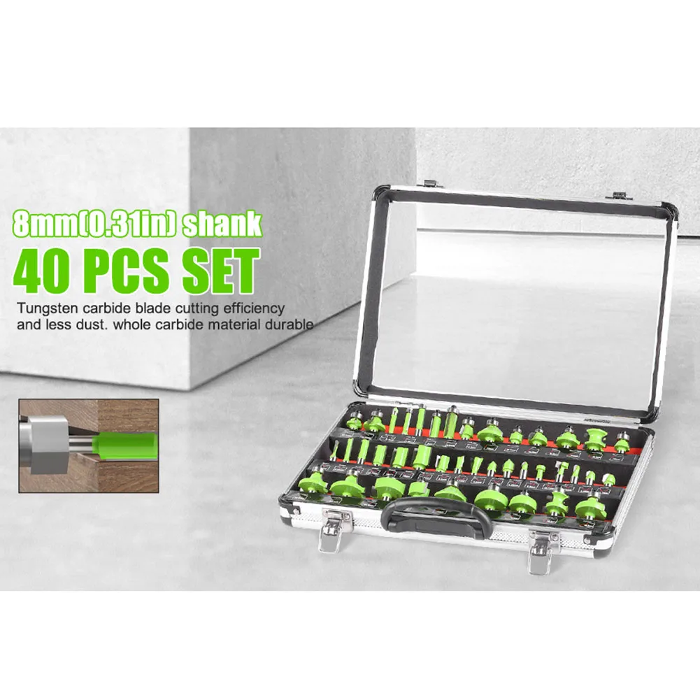 40PCS 8mm Shank Woodworking Router Bit Set Multi-Purpose Trimming Cleaning Corner Cove Box Bits For Home Improvement And DIY
40PCS 8mm Shank Woodworking Router Bit Set Multi-Purpose Trimming Cleaning Corner Cove Box Bits For Home Improvement And DIY