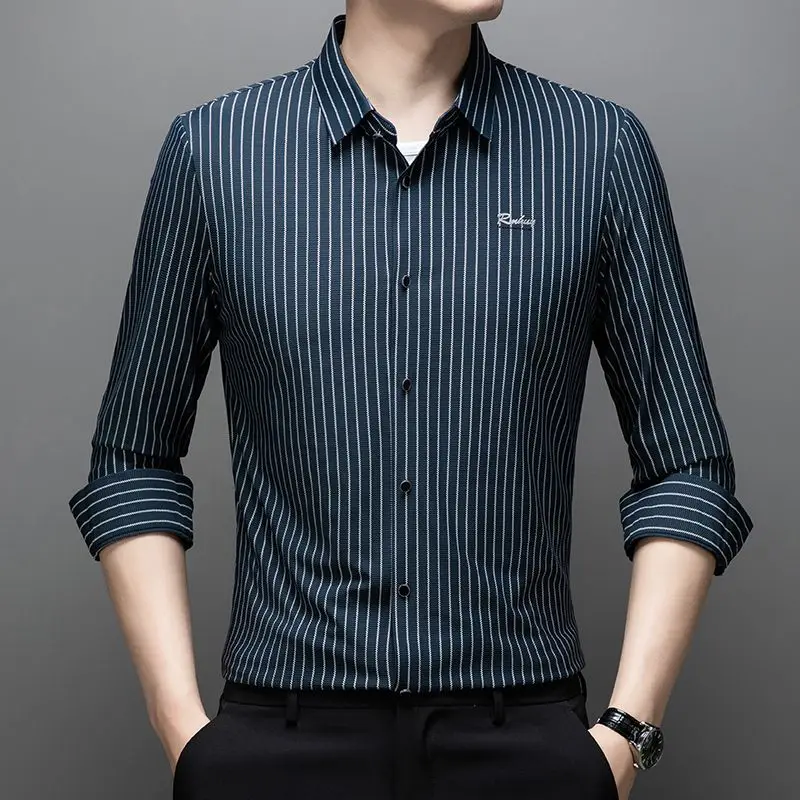 New Autumn Long-sleeved Shirt for Men High-end Striped Casual Shirt for Markless Business Impregnation Men's Clothing
New Autumn Long-sleeved Shirt for Men High-end Striped Casual Shirt for Markless Business Impregnation Men's Clothing