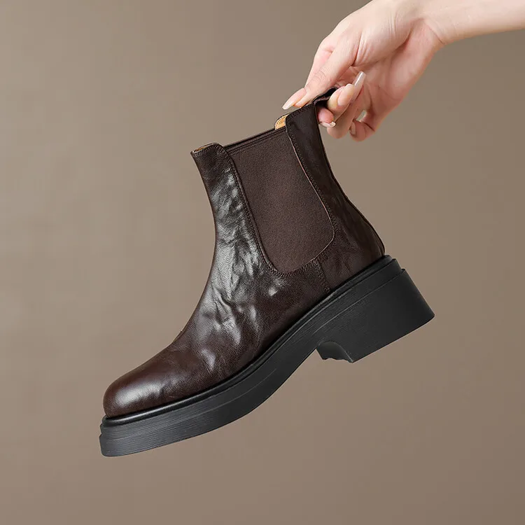 Pleated Leather Women Short Boots Platform Thick Sole Autumn Riding Botas Elastic Band Square Heels Motorcycle Botines Femmes
Pleated Leather Women Short Boots Platform Thick Sole Autumn Riding Botas Elastic Band Square Heels Motorcycle Botines Femmes