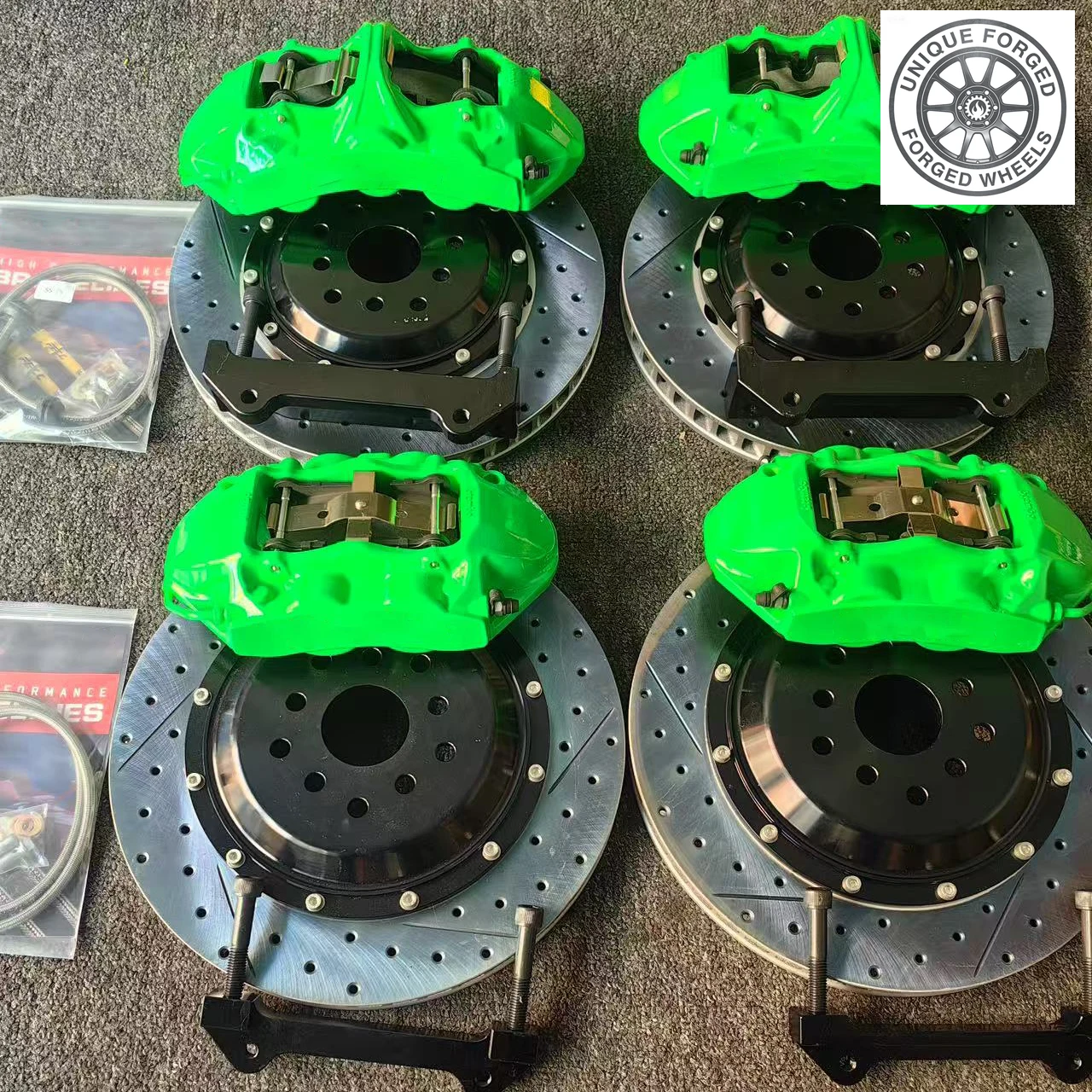26 Style Custom Racing Front GT6 6 Piston Rear 4 Piston Drilled Slotted
26 Style Custom Racing Front GT6 6 Piston Rear 4 Piston Drilled Slotted