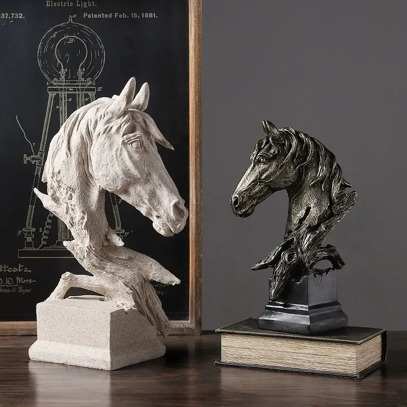 European Retro Horse Head Resin Ornament Creative Art Craft Home Decor for Study Entrance Wine Cabinet Model Room Desktop
European Retro Horse Head Resin Ornament Creative Art Craft Home Decor for Study Entrance Wine Cabinet Model Room Desktop