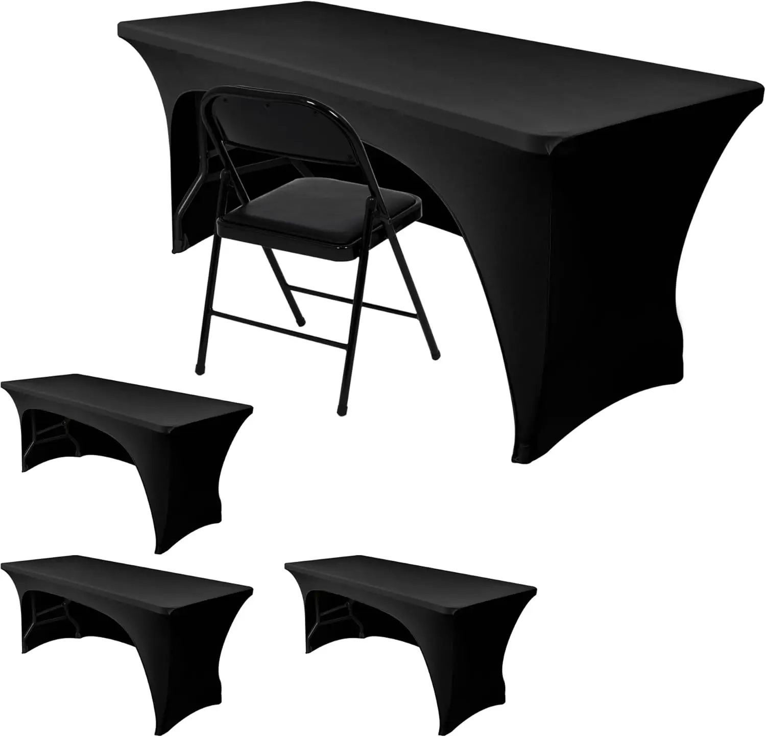 Fitted Spandex Tablecloth 8ft, 4 Pack Black Table Covers for Trade Shows, Washable & Wrinkle Resistant
Fitted Spandex Tablecloth 8ft, 4 Pack Black Table Covers for Trade Shows, Washable & Wrinkle Resistant