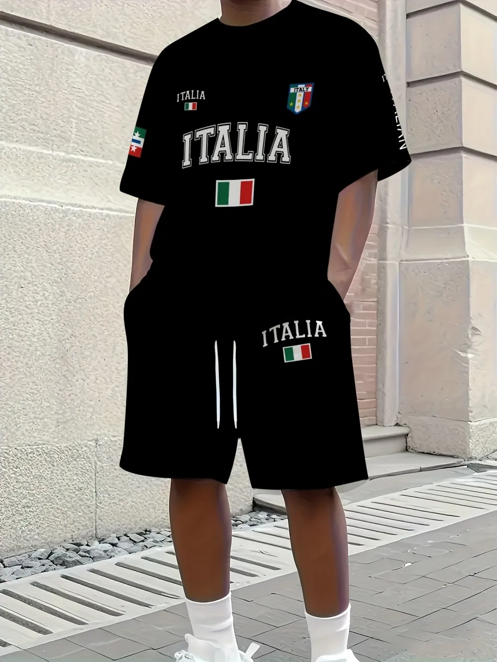 American men's summer fashion letter print comfortable breathable round neck T-shirt drawstring shorts set outdoor casual wear
American men's summer fashion letter print comfortable breathable round neck T-shirt drawstring shorts set outdoor casual wear