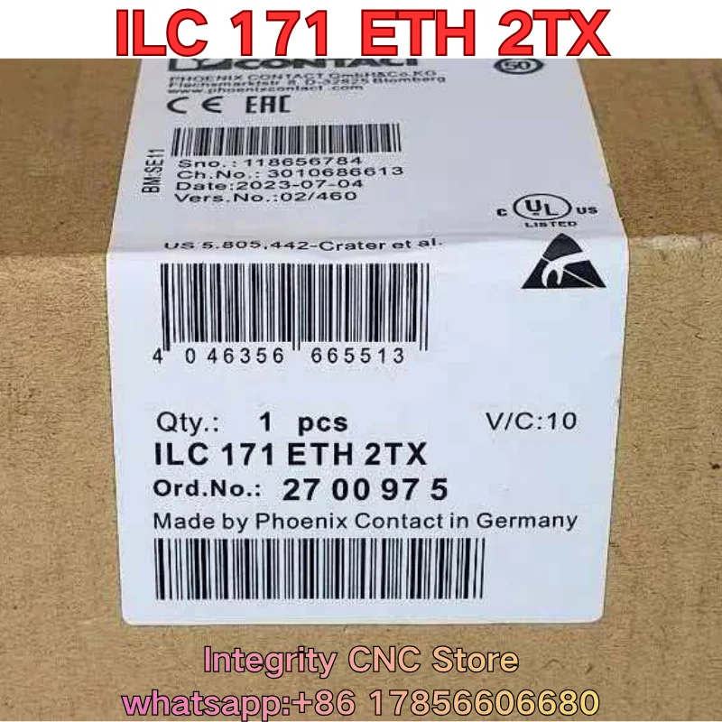 New ILC 171 ETH 2TX PLC module 2700975
New ILC 171 ETH 2TX PLC module 2700975