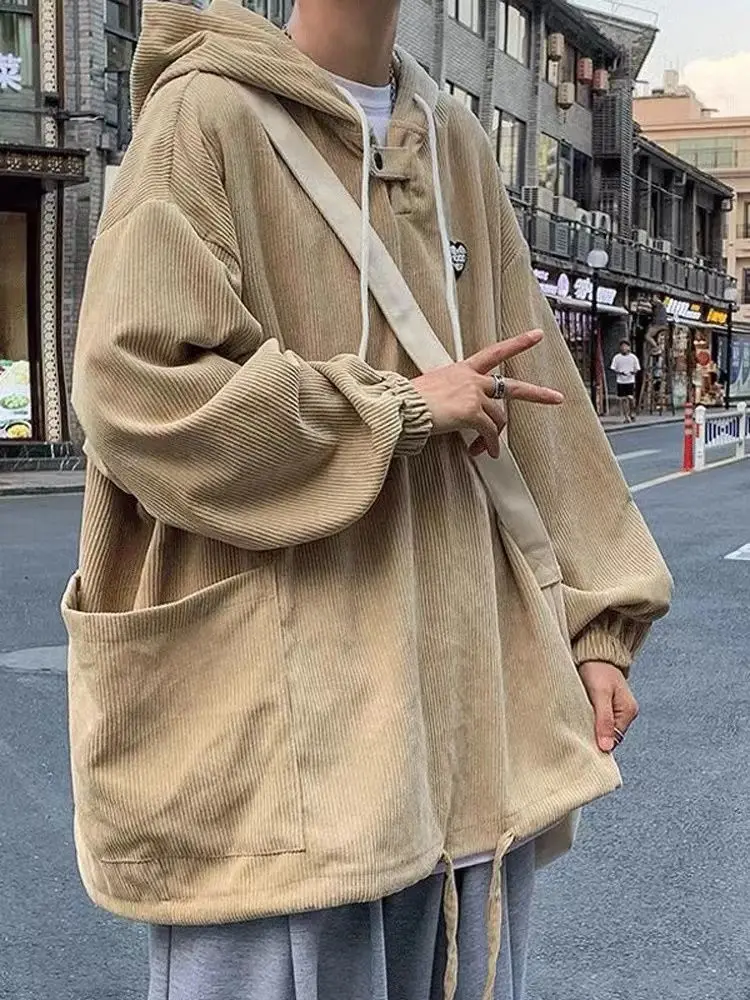 Hong Kong style high street corduroy sweatshirt men's hooded autumn and winter trendy brand casual tops Japanese retro jacket
Hong Kong style high street corduroy sweatshirt men's hooded autumn and winter trendy brand casual tops Japanese retro jacket