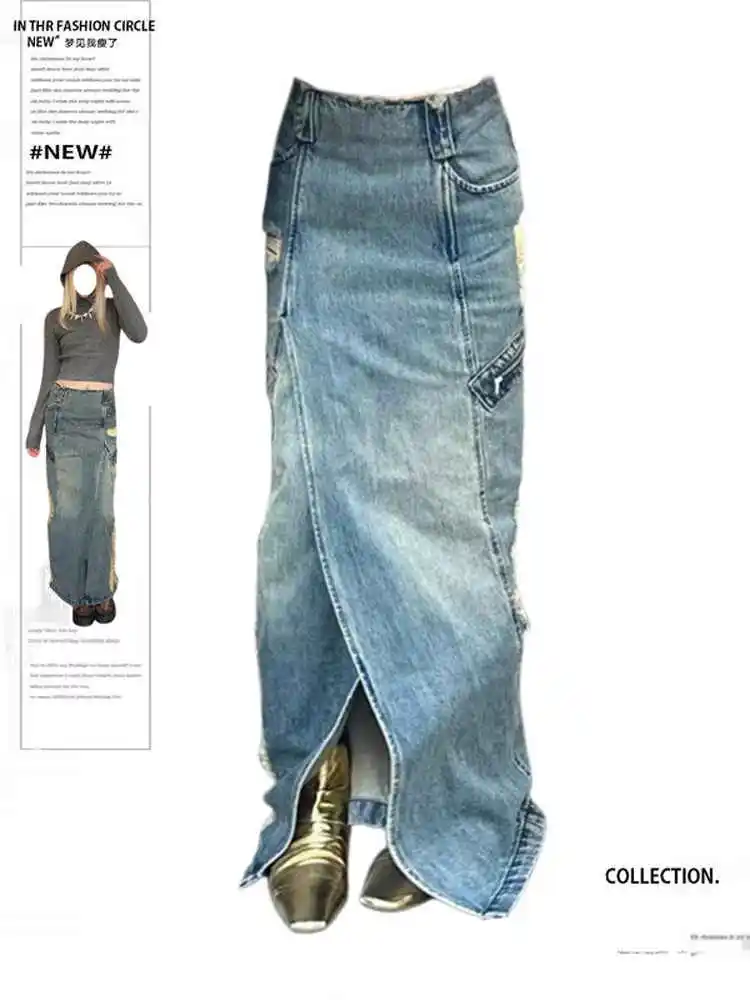 2025 New Women's Denim Skirts Women Long Skirt A Line High-waisted A- line Denim Skirt Elastic Y2k Streetwear Bodycon Skirt
2025 New Women's Denim Skirts Women Long Skirt A Line High-waisted A- line Denim Skirt Elastic Y2k Streetwear Bodycon Skirt