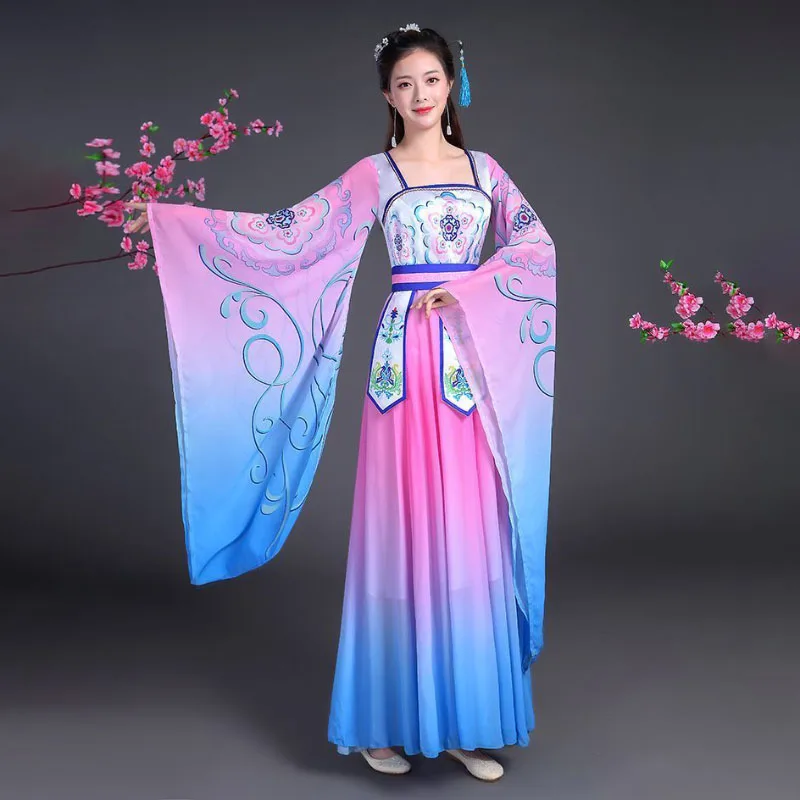 Новый древний костюм, танцевальная одежда, женское модное платье феи Hanfu с широкими рукавами, элегантная китайская одежда для танцев
Новый древний костюм, танцевальная одежда, женское модное платье феи Hanfu с широкими рукавами, элегантная китайская одежда для танцев