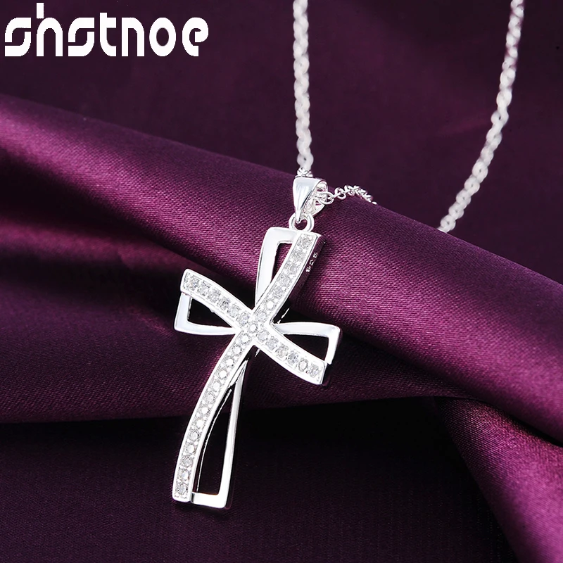 SHSTONE 925 Sterling Silver AAA Zircon Cross Pendant Necklace For Women Engagement Wedding Gift Fashion Charm Jewelry Chain
SHSTONE 925 Sterling Silver AAA Zircon Cross Pendant Necklace For Women Engagement Wedding Gift Fashion Charm Jewelry Chain