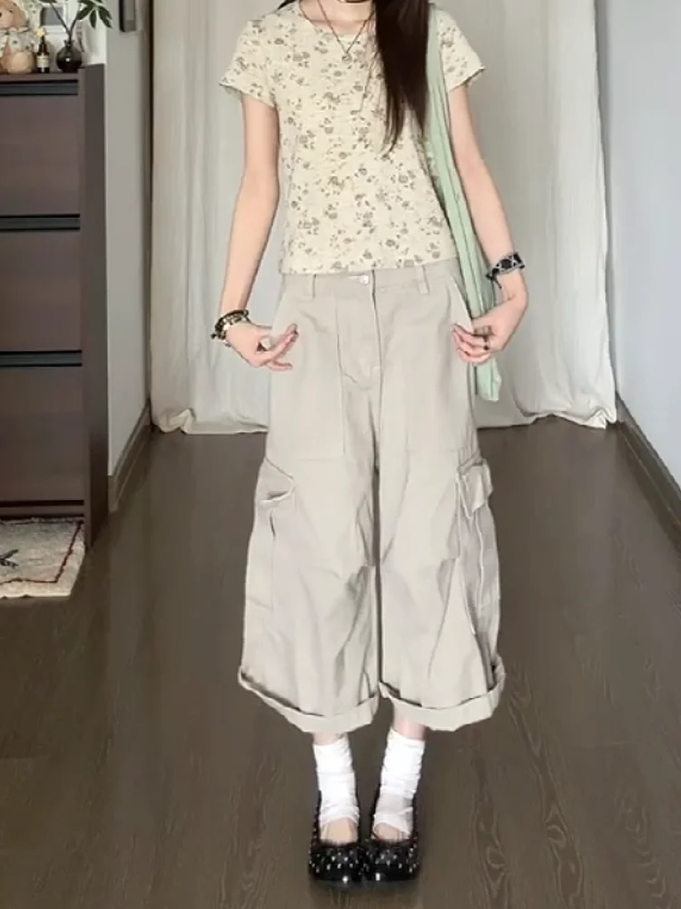 American Style Vintage Khaki Workwear Seven-Foot Women's Summer Multi-Pocket Loose High Waist Straight Leg Wide Leg Mid-Pants
American Style Vintage Khaki Workwear Seven-Foot Women's Summer Multi-Pocket Loose High Waist Straight Leg Wide Leg Mid-Pants