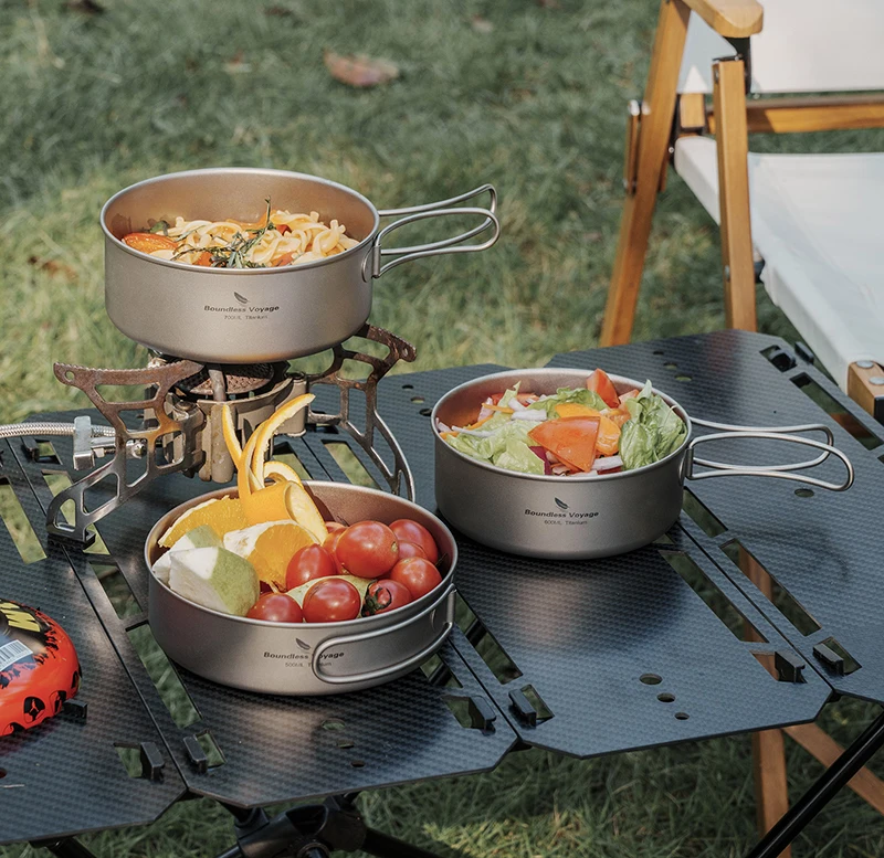 Boundless Voyage Ultralight Titanium Cooking Set Outdoor Travel Picnic Camping Pot Pan Tableware Bowls Set for Easy Voyage
Boundless Voyage Ultralight Titanium Cooking Set Outdoor Travel Picnic Camping Pot Pan Tableware Bowls Set for Easy Voyage