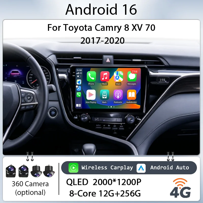 Wireless CarPlay GPS WiFi DSP for Toyota Camry 8 XV 70 2017-2020 Car Stereo 10" IPS HD Touch Screen Multimedia Player Android 16
Wireless CarPlay GPS WiFi DSP for Toyota Camry 8 XV 70 2017-2020 Car Stereo 10" IPS HD Touch Screen Multimedia Player Android 16