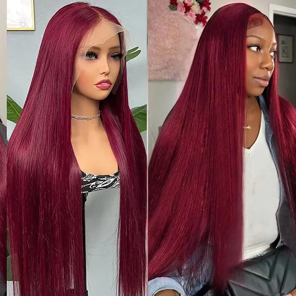 99J Burgundy Straight 13x4 HD Lace Front Human Hair Wig 13x6 HD Transparent Full Lace Frontal Wig 200% Density Straight Hair Wig
99J Burgundy Straight 13x4 HD Lace Front Human Hair Wig 13x6 HD Transparent Full Lace Frontal Wig 200% Density Straight Hair Wig