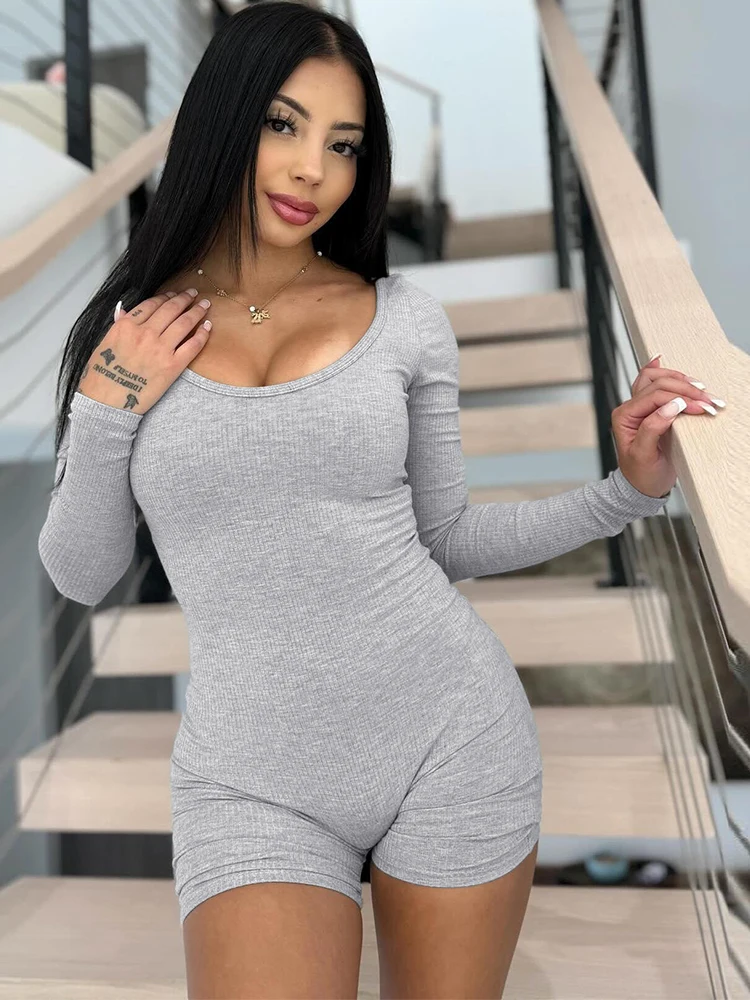 Macheda Tight Fitness Playsuits Women Casual Body-Shaping Low-Neck Full Sleeve Sporty Elastic Solid Simple Streetwear Rompers
Macheda Tight Fitness Playsuits Women Casual Body-Shaping Low-Neck Full Sleeve Sporty Elastic Solid Simple Streetwear Rompers