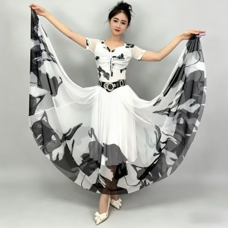 Ballroom Dancing Ink Painting Dresses for Women Big Swing Dress Waltz Tango Foxtrot Performance Competition Clothing
Ballroom Dancing Ink Painting Dresses for Women Big Swing Dress Waltz Tango Foxtrot Performance Competition Clothing