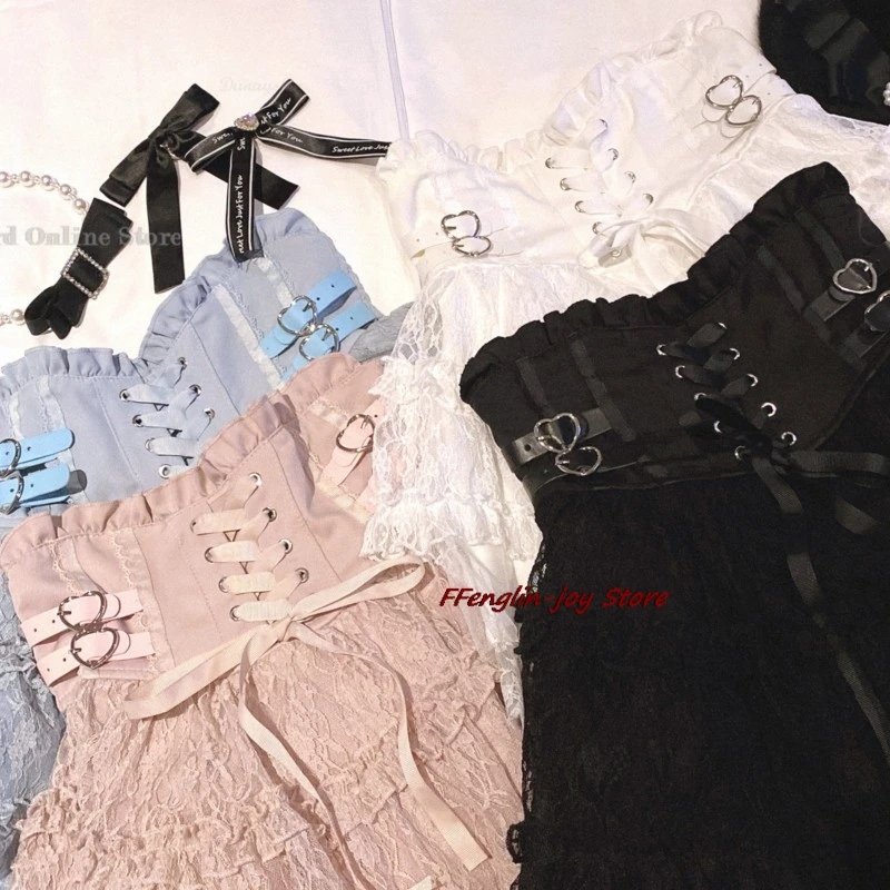 Adult Jirei kai Outfits Japanese Yami-Kawaii Lace Trim Lace-up High Waist Lace-style Mini Skirt performance disfraz mujer
Adult Jirei kai Outfits Japanese Yami-Kawaii Lace Trim Lace-up High Waist Lace-style Mini Skirt performance disfraz mujer
