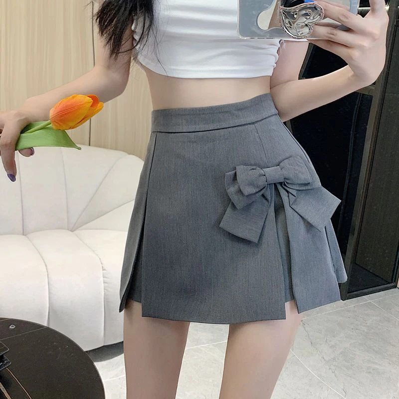 Chic Bow Knot Pleated Skirt Women Korean Asymmetrical Split High Waist Skirts Ladies Preppy Style Basic Solid A-Line Skirt Mujer
Chic Bow Knot Pleated Skirt Women Korean Asymmetrical Split High Waist Skirts Ladies Preppy Style Basic Solid A-Line Skirt Mujer