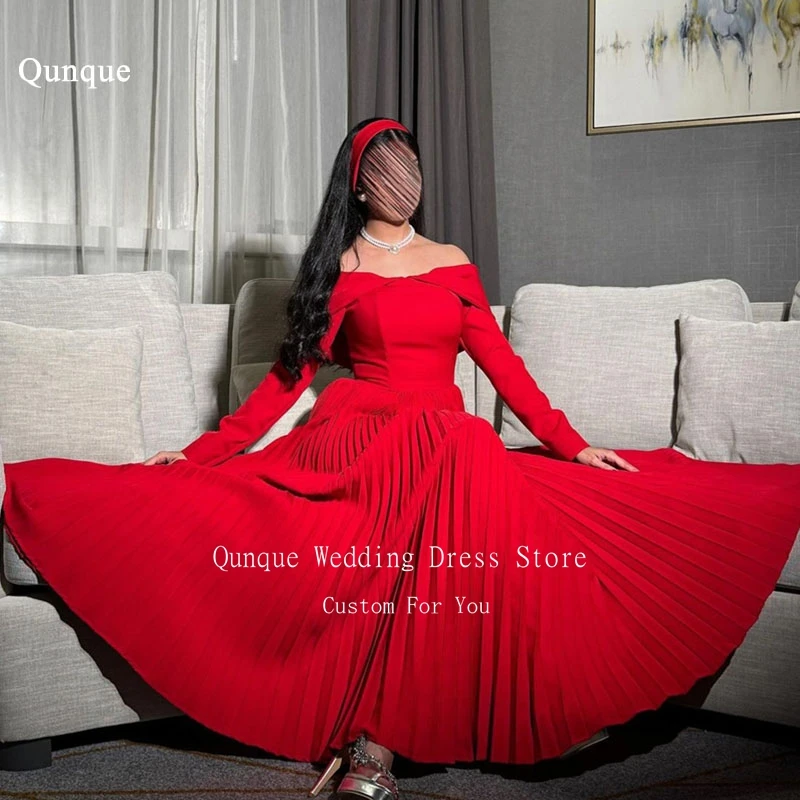 Qunque Off Shoulder Red Prom Dress Pleat Evening Dress Vestidos De Noche Formal Vestidos De Fiestas Elegantes Mujer Customized
Qunque Off Shoulder Red Prom Dress Pleat Evening Dress Vestidos De Noche Formal Vestidos De Fiestas Elegantes Mujer Customized