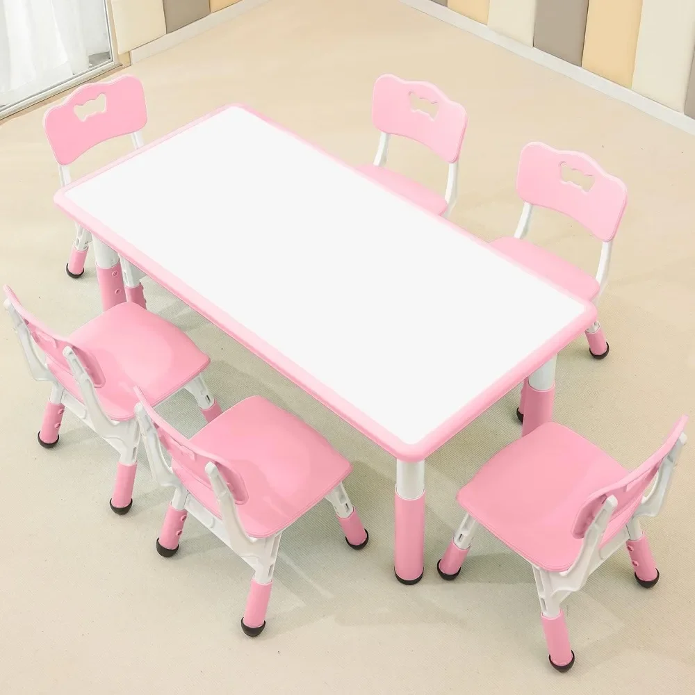 Children's Table and Chair Set Suitable for Boys and Girls Age 2-12 Height Adjustable Table top Can be Painted with 6 Seats
Children's Table and Chair Set Suitable for Boys and Girls Age 2-12 Height Adjustable Table top Can be Painted with 6 Seats