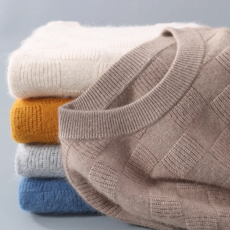 Men 100% Alxa Cashmere Sweater Round Neck Pullover Knit Sweater Autumn and Winter New Checkered Long-Sleeved High-End Jumper Top
Men 100% Alxa Cashmere Sweater Round Neck Pullover Knit Sweater Autumn and Winter New Checkered Long-Sleeved High-End Jumper Top