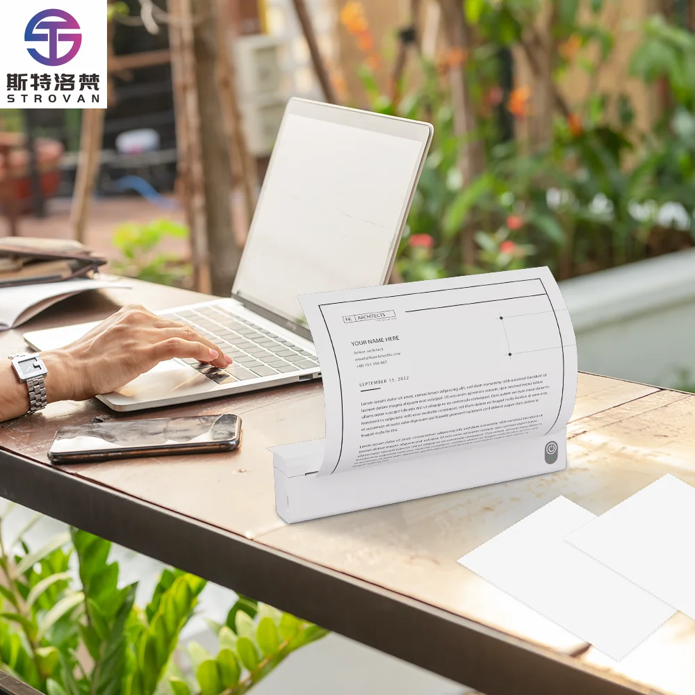 Portable A4 Thermal Printer Mini Home WiFi with USB+Bluetooth 203dpi Resolution