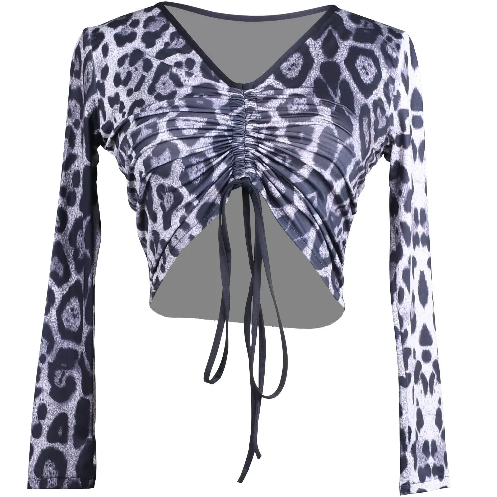 Latin Dance Crop Top Women V Neck Long Sleeve Drawstring Modern Dancewear
Latin Dance Crop Top Women V Neck Long Sleeve Drawstring Modern Dancewear