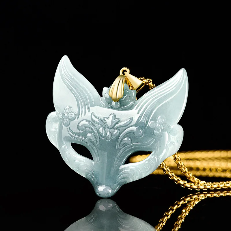 Natural A-Grade Jadeite Blue Water Fox Nine-Tailed Fox Mask Pendant Jade Pendant S925 Silver Inlaid Men's And Women's Accessorie
Natural A-Grade Jadeite Blue Water Fox Nine-Tailed Fox Mask Pendant Jade Pendant S925 Silver Inlaid Men's And Women's Accessorie