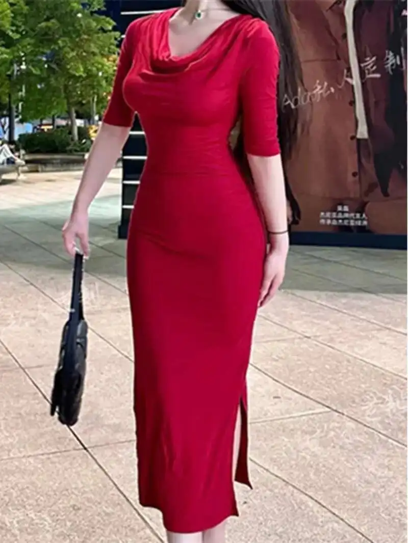 Temperament Light Mature Style Swaying Collar Mid Sleeved Dress Women's 2024 Summer New High Elastic Tight Fitting Dress 0JHL
Temperament Light Mature Style Swaying Collar Mid Sleeved Dress Women's 2024 Summer New High Elastic Tight Fitting Dress 0JHL