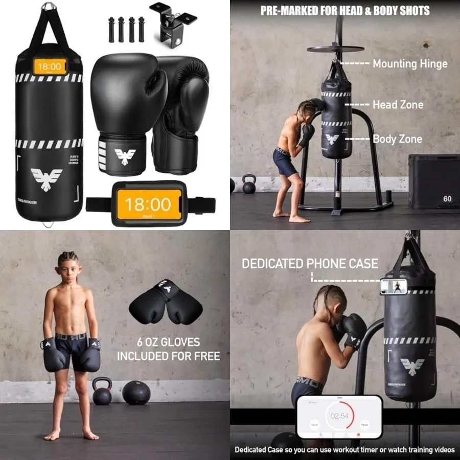 Boxing Punching Bag Set - 2 ft Heavy Boxing Bag, 6oz Gloves Phone Case Youth Boxing, MMA, Home Gym Martial Arts Training Equipm
Boxing Punching Bag Set - 2 ft Heavy Boxing Bag, 6oz Gloves Phone Case Youth Boxing, MMA, Home Gym Martial Arts Training Equipm