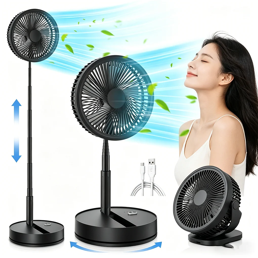 8000mAh Wireless Folding Desk Fan with Telescopic Standing Floor Fan USB Rechargeable Fan for Outdoor Camping Home
8000mAh Wireless Folding Desk Fan with Telescopic Standing Floor Fan USB Rechargeable Fan for Outdoor Camping Home