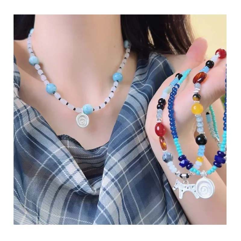 Conch Pony Pendant, Lapis Lazuli, Turquoise Beaded Deep Sea Necklace, Niche Design, High-end Temperament Collarbone Chain
Conch Pony Pendant, Lapis Lazuli, Turquoise Beaded Deep Sea Necklace, Niche Design, High-end Temperament Collarbone Chain