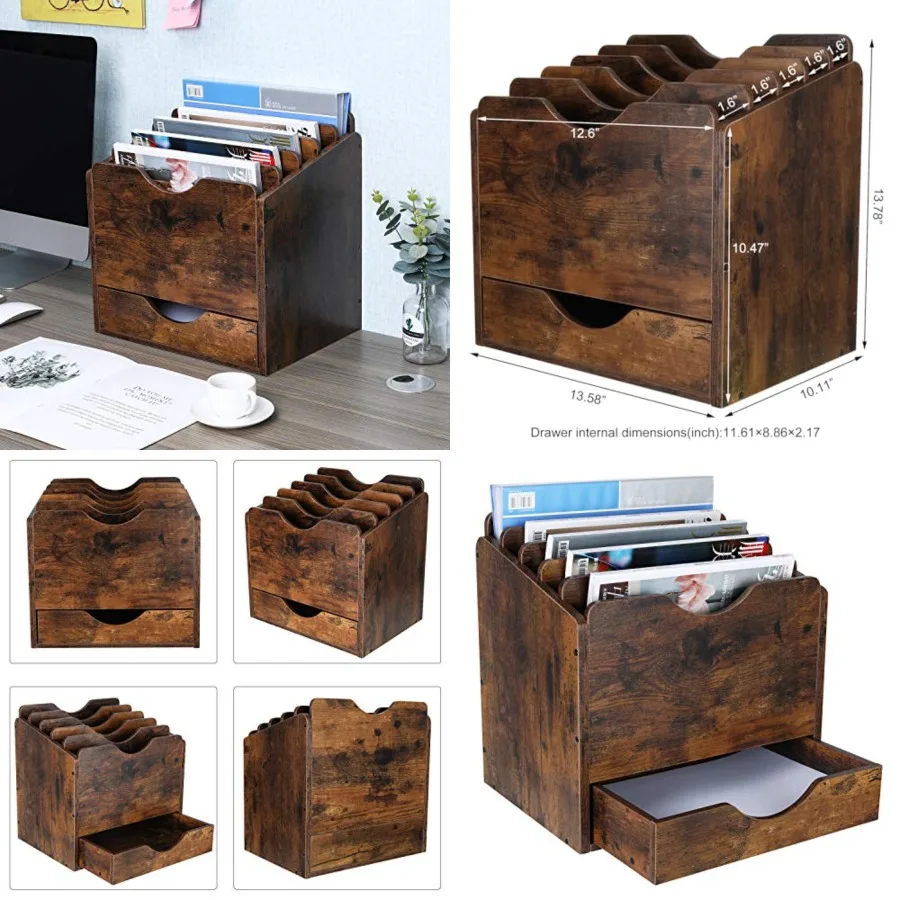 Wood Desktop File Holder Organizer Mail Sorter with Drawer, for File Folders, Mails, Envelopes, Mailing Supplies or Magazines,
Wood Desktop File Holder Organizer Mail Sorter with Drawer, for File Folders, Mails, Envelopes, Mailing Supplies or Magazines,