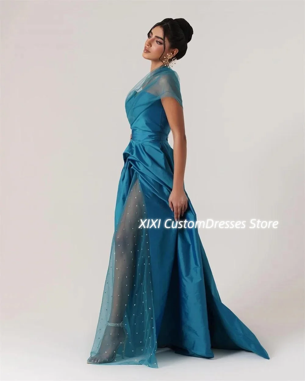 Customized Luxury Evening Dresses A-Line One-Shoulder Floor-Length Ruffle Zipper Up Short Sleeves Lining Elegant Party Dress
Customized Luxury Evening Dresses A-Line One-Shoulder Floor-Length Ruffle Zipper Up Short Sleeves Lining Elegant Party Dress
