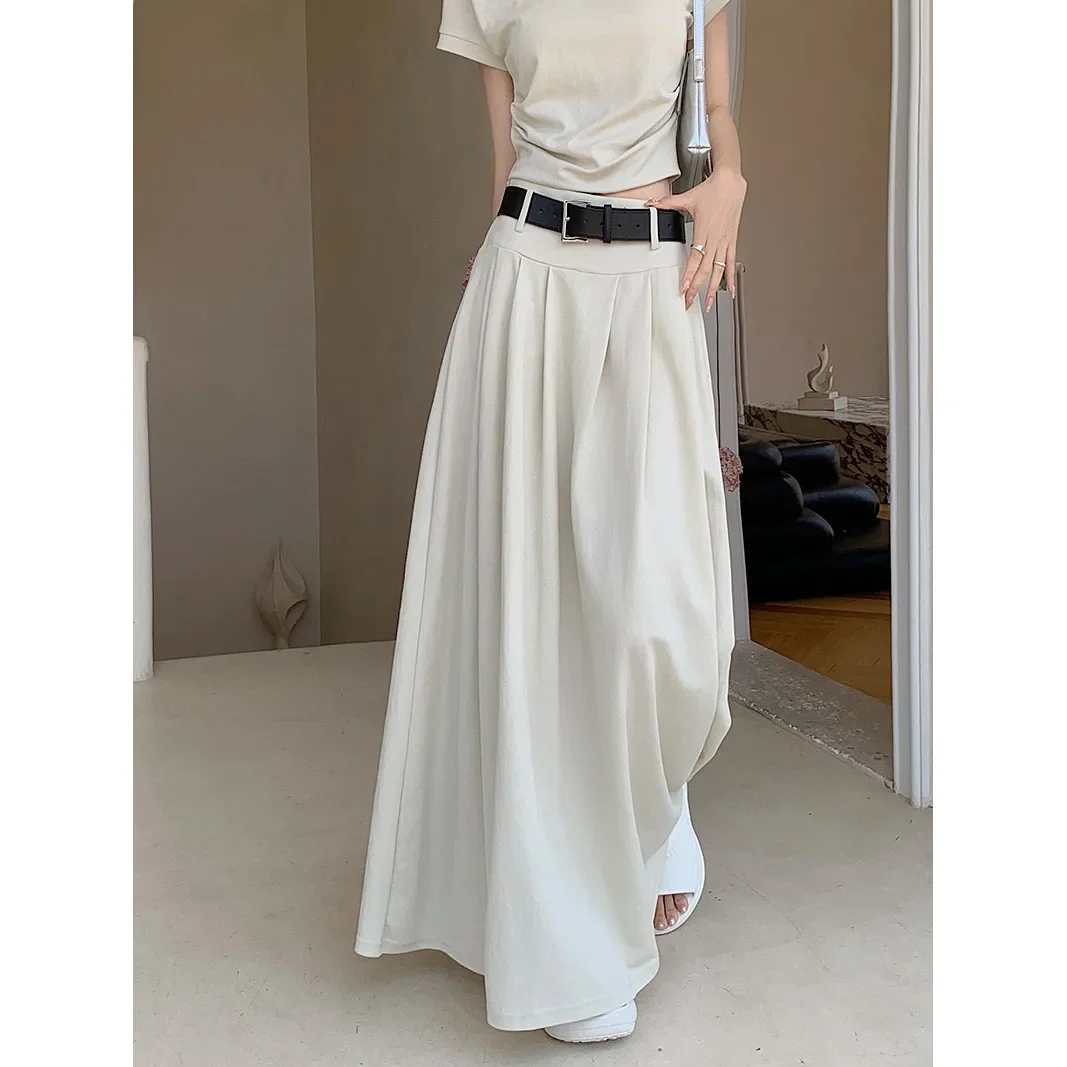 Girl Temperament High Waist White Half Skirt Women's Summer Long Skirt Slim Casual All-match Pleated A-line Skirt
Girl Temperament High Waist White Half Skirt Women's Summer Long Skirt Slim Casual All-match Pleated A-line Skirt