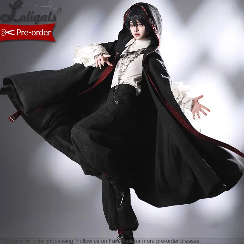 Ретро плащ Ouji Lolita с капюшоном, длинная накидка принцессы/брюки, новинка 2025 года, хит продаж 
Ретро плащ Ouji Lolita с капюшоном, длинная накидка принцессы/брюки, новинка 2025 года, хит продаж