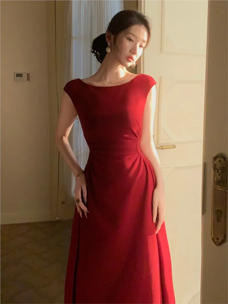 Women New Elegant Vintage Waist Folds Shoulder Wrap Dresses Summer French Slim Fit A-Line Dresses Party Evening Princess Clothes
Women New Elegant Vintage Waist Folds Shoulder Wrap Dresses Summer French Slim Fit A-Line Dresses Party Evening Princess Clothes