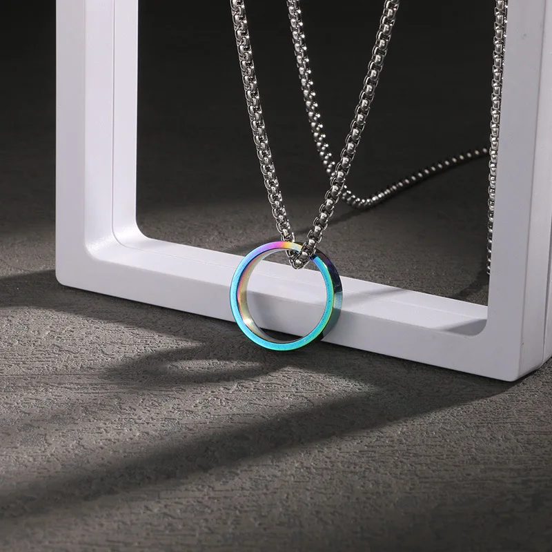 Korean Street Hip Hop Jewelry Quenching Colorful Titanium Steel Pendant Necklace Ring INS Style Couple Matching Accessories
Korean Street Hip Hop Jewelry Quenching Colorful Titanium Steel Pendant Necklace Ring INS Style Couple Matching Accessories
